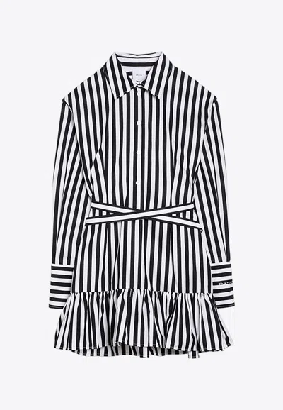 Patou Striped Cotton Mini Chemisier Dress In Black