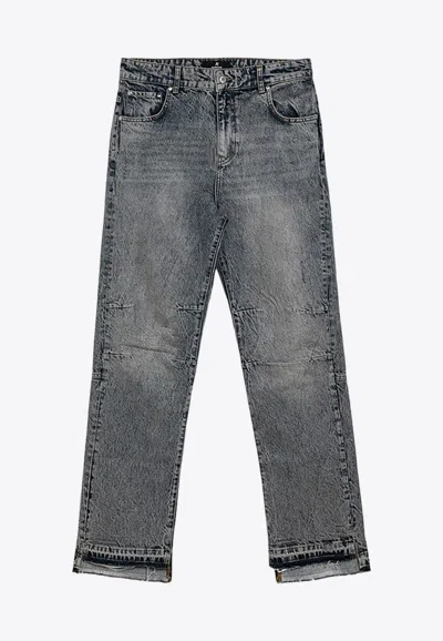 Represent R2 Embroidered Washed Jeans In Blue