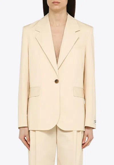 Maison Kitsuné Single-breasted Cream Cotton Jacket In White