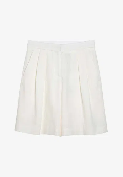 Margaux Lonnberg Margaux Lönnberg White Wool Blend Stuart Bermuda Shorts In White