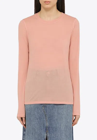 Roberto Collina Pink Cotton Blend Crew-neck Jumper In Pink