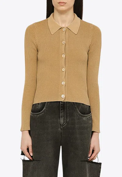 Our Legacy Sand-coloured Ribbed Cotton Cardigan In Brown