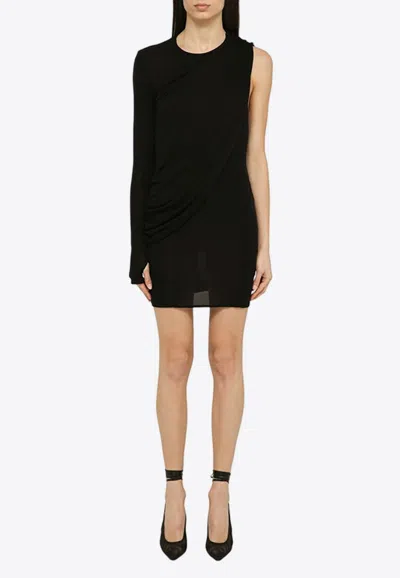 Andreädamo Andreadamo  Black Viscose One-shoulder Dress With Drape In Black