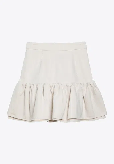 Patou White Cotton Flounced Mini Skirt In White