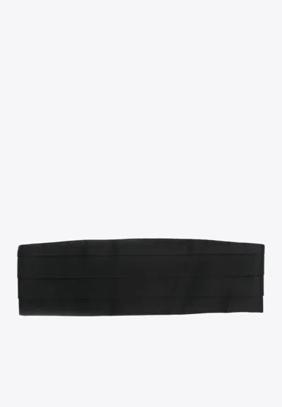 Stella Mccartney Pleated Satin Buckled Belt In Black