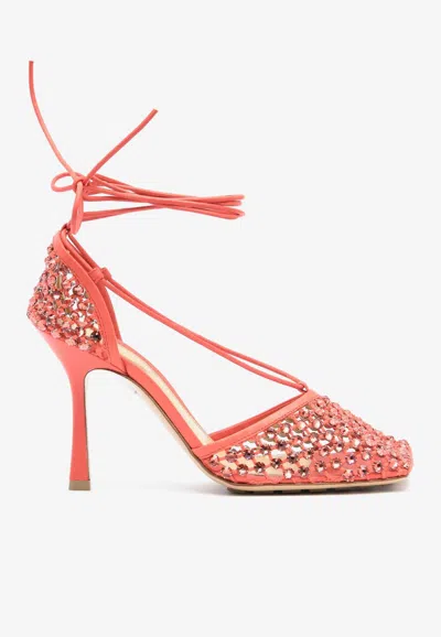 Bottega Veneta Sparkle Stretch 90 Crystal-embellished Mesh Sandals In Sunburst