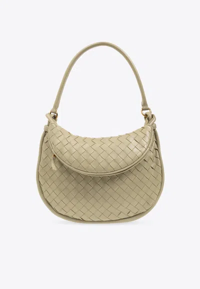 Bottega Veneta Medium Gemelli Intrecciato Leather Shoulder Bag In Travertine