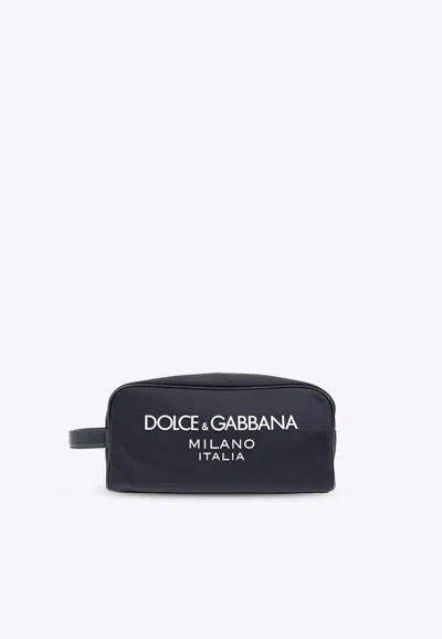 Dolce & Gabbana Dg Milano Logo Pouch Bag In Navy