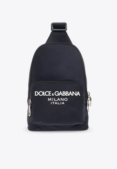 Dolce & Gabbana Logo-embossed Belt Bag In Navy