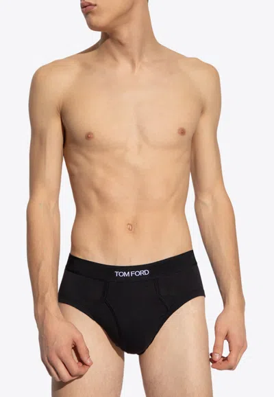 Tom Ford Two-pack Stretch Cotton And Modal-blend Briefs In Black
