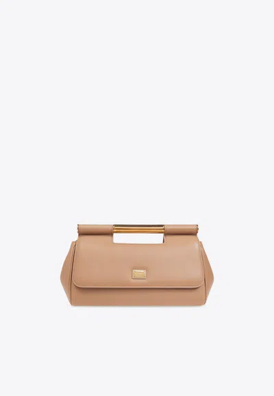 Dolce & Gabbana Medium Sicily Leather Clutch Bag In Pink