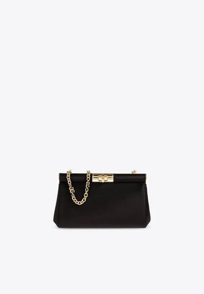 Dolce & Gabbana Marlene Small Satin Shoulder Bag In Black