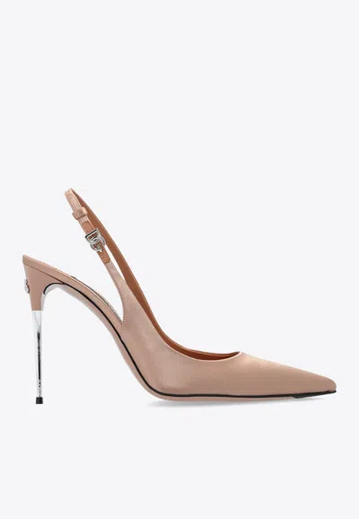 Dolce & Gabbana 105mm Slingback Leather Pumps In Beige