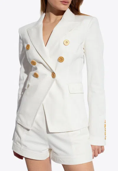 Balmain 6-button Denim Jacket In Cream