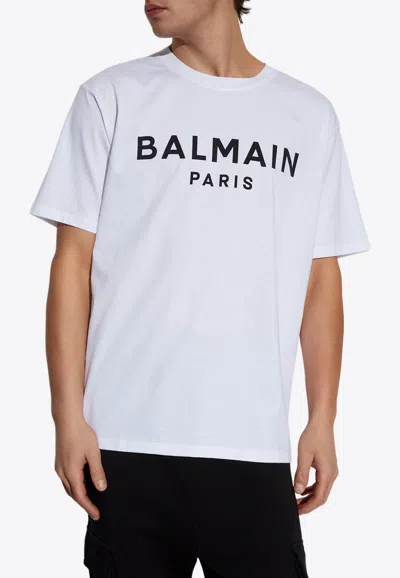 Balmain Printed Cotton T-shirt In White