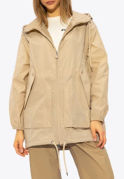 Moncler Melia Logo Windbreaker Jacket In Beige