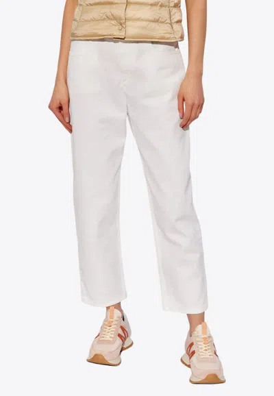 Shop Moncler High-rise Cropped Jeans In White