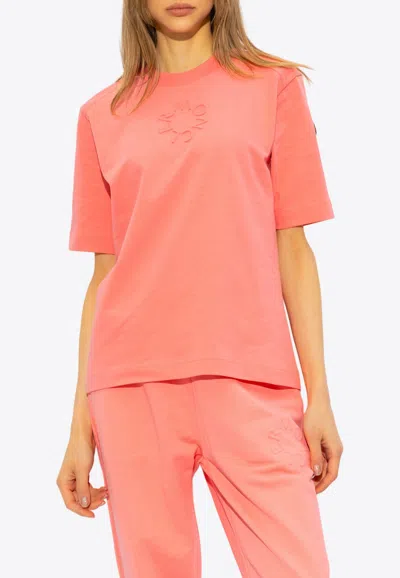 Moncler Logo-embossed Cotton T-shirt In Pink