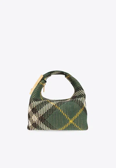 Burberry Medium Peg Check-pattern Shoulder Bag In Green