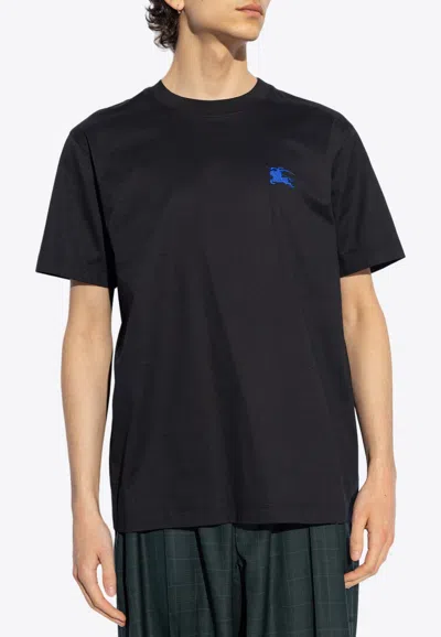 Burberry Slim Fit Essentials T-shirt With Embroidered Logo In Black