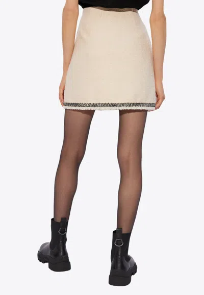 Moncler Tweed Mini Skirt In Cream