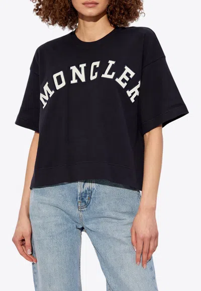 Moncler Short-sleeve T-shirt With Logo In Navy