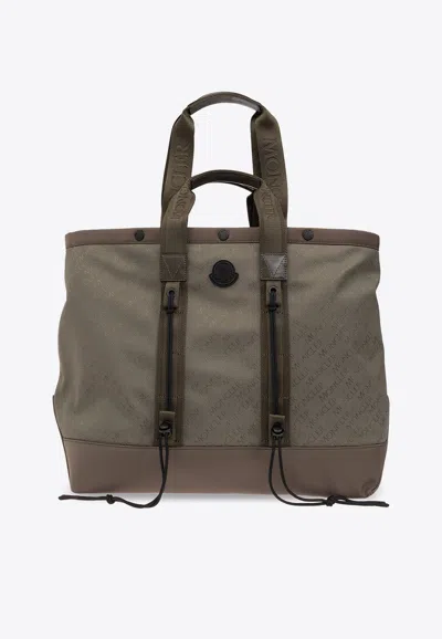 Moncler Logo Patch Tote Bag In Green