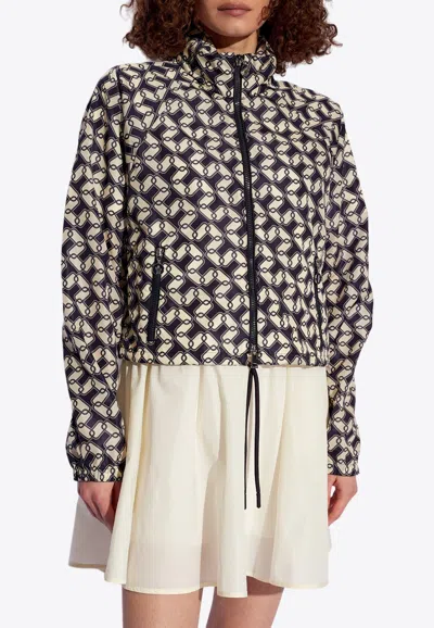 Moncler Mapressa Chain Print Cropped Jacket In Navy
