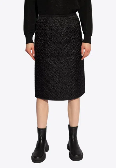 Moncler Quilted Midi Pencil Skirt In Black