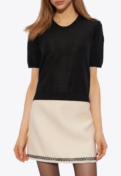 Moncler Logo-patch Knit Top In Black