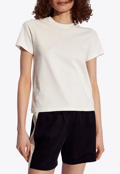 Moncler Logo-embroidered Crewneck T-shirt In White