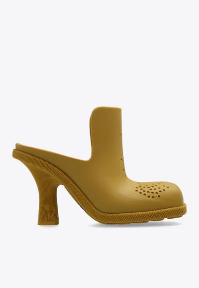 Burberry Highland Perforated Detailed Mules In Green