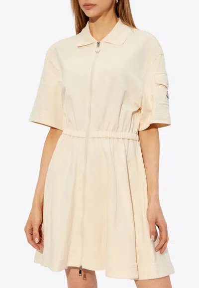 Moncler Fit-and-flare Mini Shirtdress In Cream