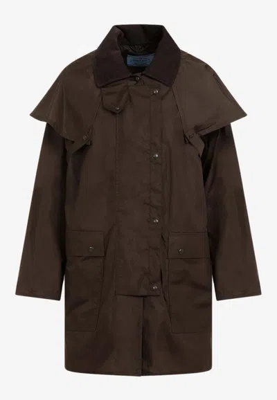 Prada Brown Polyamide Jacket In Brown