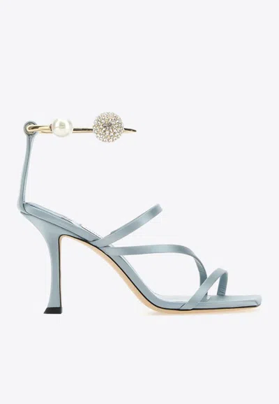 Jimmy Choo Ottilia 90 Crystal-embellished Sandals In Satin In Blue