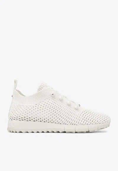 Jimmy Choo Veles Crochet Knit Low-top Sneakers In Latte