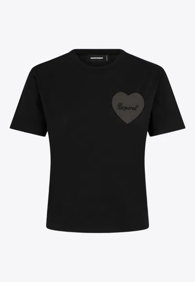 Dsquared2 Women Boxy-fit Cotton T-shirt In Black