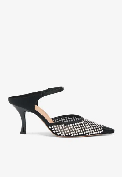 Malone Souliers Vega Crystal-embellished Satin Mules In Black