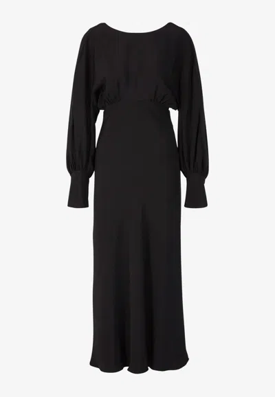 Chloé + Atelier Jolie Open-back Gathered Silk-cady Maxi Dress In Black