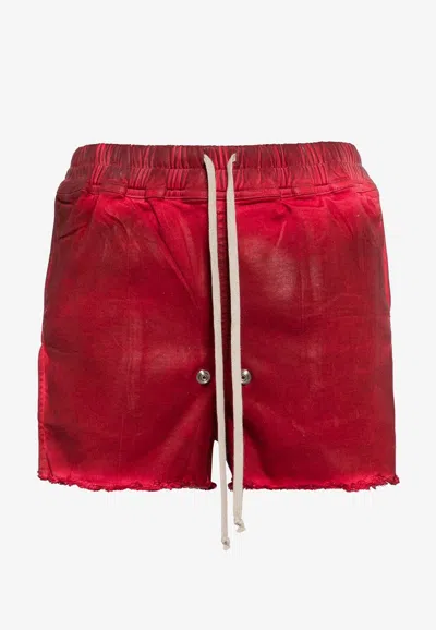 Rick Owens Red Gabe Denim Shorts In Red