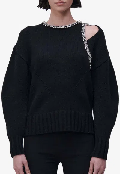 Shop Simkhai Monroe Crystal-embellished Sweater In Black