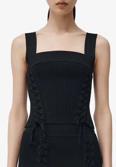 Simkhai Nelly Lace Up Top In Black
