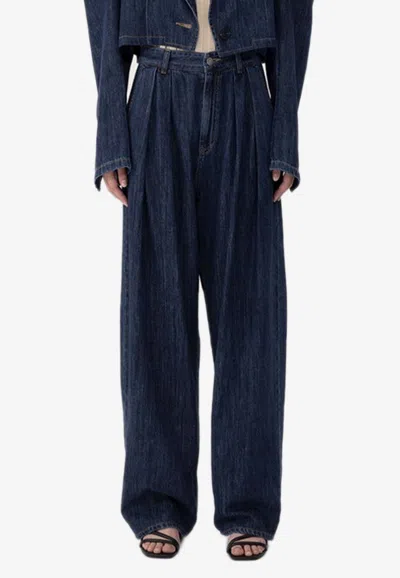 Sjyp Logo Wide-leg Jeans In Blue