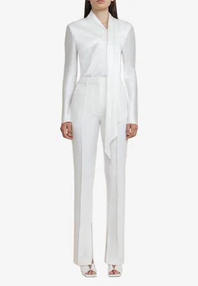 Acler Slim-fit Ivory Ankle-zip Tailored Trousers In White