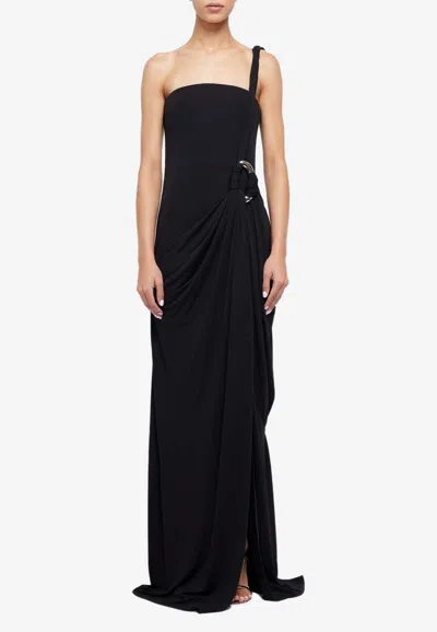 Simkhai Sone Draped One-shoulder Column Gown In Black