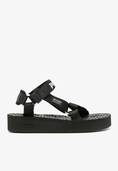 Palm Angels Depa Logo Print Sandals In Black