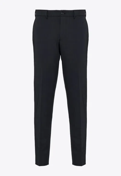 Prada Mens Black Slim-fit Straight-leg Woven Trousers In Black