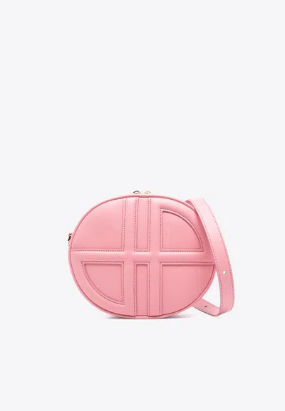 Patou Leather Shoulder Bag Adjustable Strap In Pink