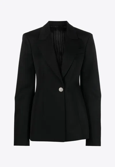 Attico Glen Single-breasted Virgin Wool Blazer In Black
