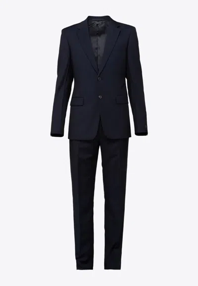 Prada Single-breasted Wool Blend Suit In Navy